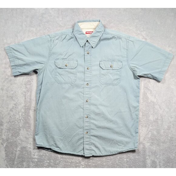 Wrangler Button Up Shirt Mens Size Medium Blue Western Casual Cowboys Chore Work - Picture 1 of 6